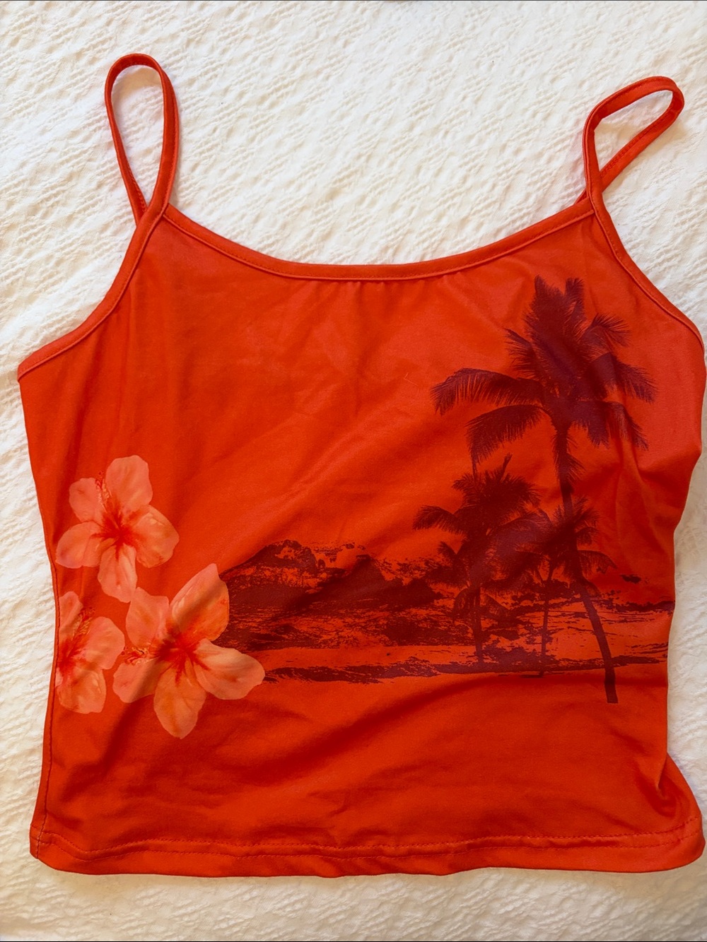 Orange tropical tank top